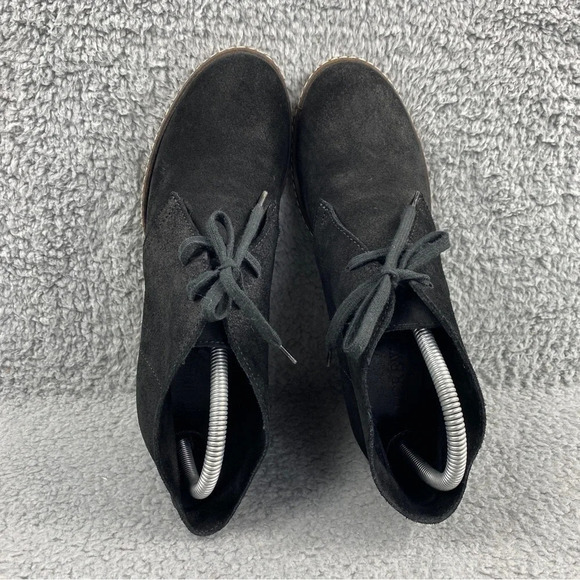 J Crew‎ McAlister Bootie Womens 8 Wedge Ankle Black Suede Boots Lace Up Italy - Picture 11 of 16